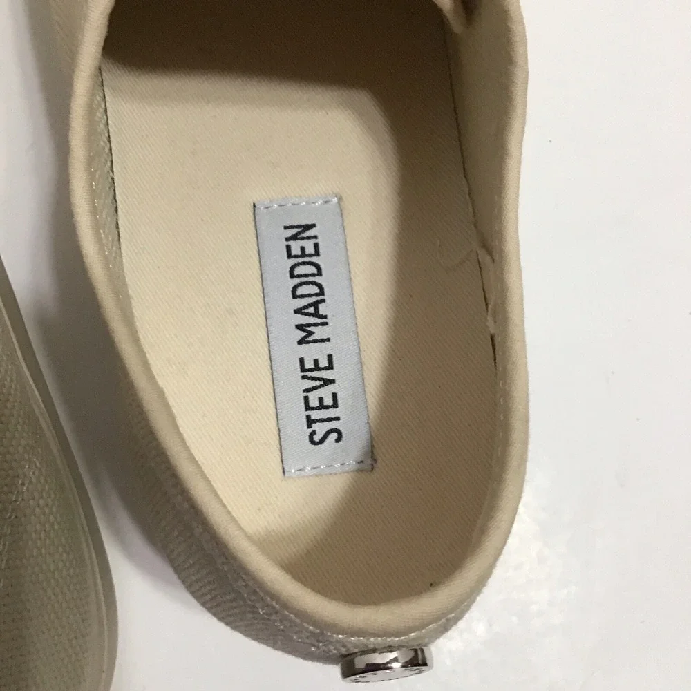 Steve‎ Madden Platform Canvas Sneakers Tan Beige Lace Up Low Top Men Size